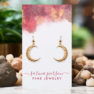 Roze en gouden moderne kunst sieraden oorbellen di visitekaartje