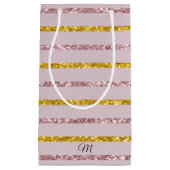 Roze en gouden monogramcadeautas klein cadeauzakje (Voorkant)