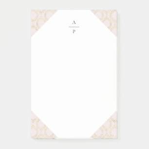 Roze en Gouden Ogee Monogrammed Post-it® Notes