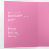 Roze en gouden pacock Quinceañera Drieluik Uitnodiging (Binnenzijde eerst)