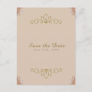 Roze en gouden parel elegante chic 'Save the Date' Aankondigingskaart