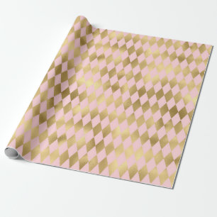 Roze en gouden Parijs glinsterend diamantpatroon Cadeaupapier