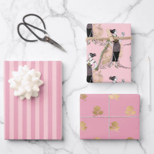 Roze en gouden Parijs thema Inpakpapier Vel