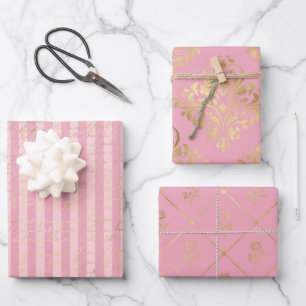 Roze en gouden Parijs thema Inpakpapier Vel