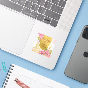 Roze en gouden pauw lotus Indiase bruiloft  Sticker