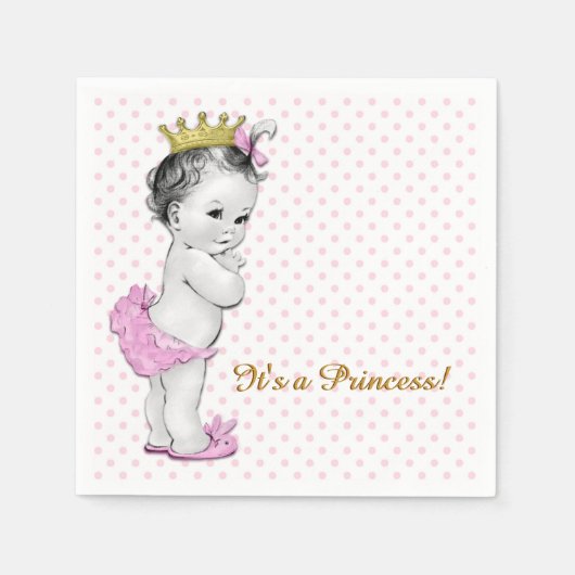Roze en gouden prinses Baby shower Servetten (Voorkant)