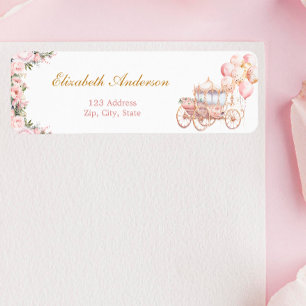 Roze en Gouden Prinses Carriage Retouradres Etiket