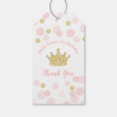 Roze en Gouden Prinses Confetti Dank U Cadeaulabel (Voorkant)