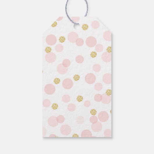 Roze en Gouden Prinses Confetti Dank U Cadeaulabel (Achterkant)