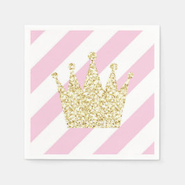Roze en gouden prinses Crown Napkins Servetten