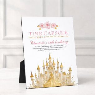 Roze en Gouden Prinses Eerste Verjaardag Time Caps Fotoplaat