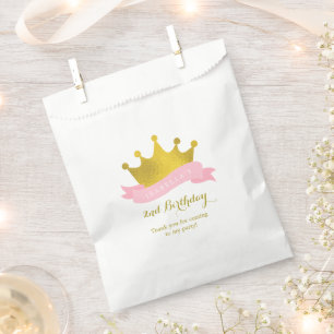 Roze en Gouden Prinses Kroonverjaardag Party Bedankzakje