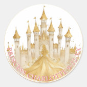 Roze en Gouden Prinses Party Royal Favoriet Sticke Ronde Sticker (Voorkant)