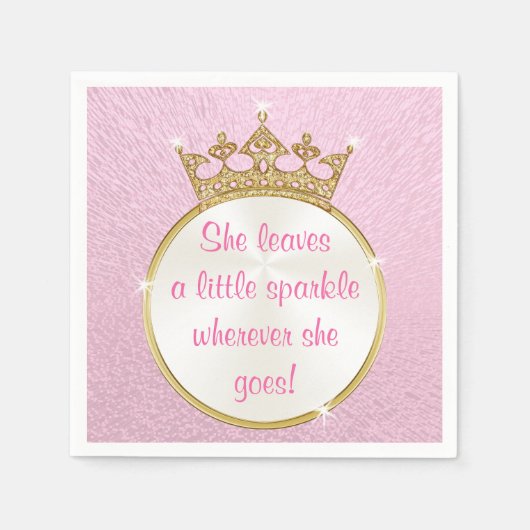 Roze en Gouden Prinses Party Servetten (Voorkant)