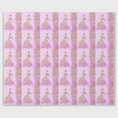 Roze en Gouden Prinses Sprookjes Verjaardagsverpak Cadeaupapier (Vlak)