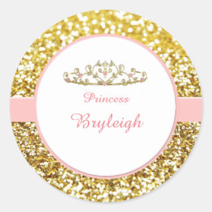 Roze en gouden prinses stickers