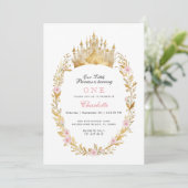Roze en Gouden Prinses Verjaardag Uitnodiging (Staand voorkant)