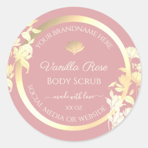 Roze en Gouden Product Verpakking Etiketten Bloeme