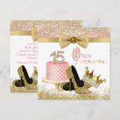 Roze en gouden Quinceanera verjaardagsfeestje Kaart (Voorkant / Achterkant)