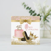 Roze en gouden Quinceanera verjaardagsfeestje Kaart (Staand voorkant)