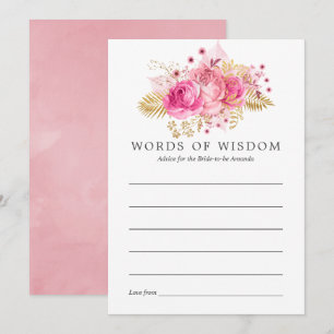 Roze en gouden Rozen Waterverf Vrijgezellenfeest A Kaart