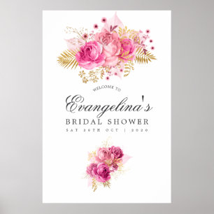Roze en gouden Rozen Waterverf Vrijgezellenfeest W Poster