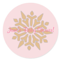 Roze en gouden sneeuwvlok Baby shower Sticker