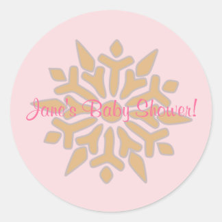 Roze en gouden sneeuwvlok Baby shower Sticker