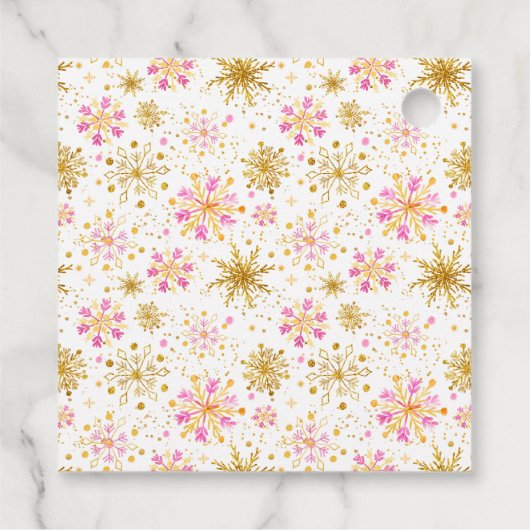 Roze en Gouden Sneeuwvlokken Baby shower Bedankt Bedankjes Labels (Achterkant)