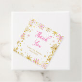 Roze en Gouden Sneeuwvlokken Verjaardag Bedankt Bedankjes Labels (In situ)