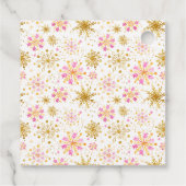 Roze en Gouden Sneeuwvlokken Verjaardag Bedankt Bedankjes Labels (Achterkant)