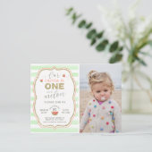 Roze en Gouden Sparkle One in a Melon 1st Birthday Briefkaart (Staand voorkant)