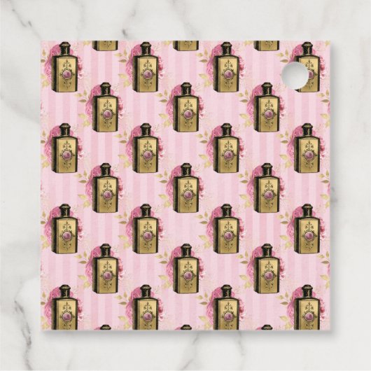 Roze en Gouden Steampunk Bedankjes Labels (Achterkant)