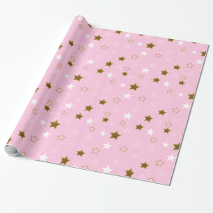 Roze en gouden sterren cadeauverpakking cadeaupapier