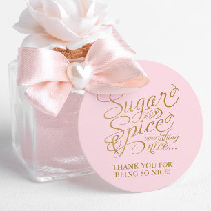 Roze en gouden suiker en kruiden dank je bedankjes labels