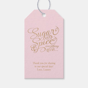 Roze en gouden suiker en kruiden favoriet tags cadeaulabel