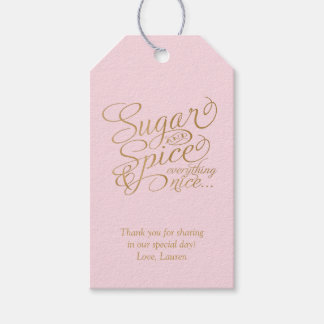 Roze en gouden suiker en kruiden favoriet tags cadeaulabel