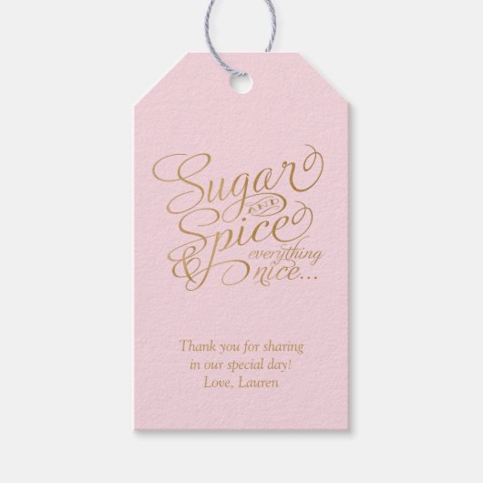 Roze en gouden suiker- en kruidenfavorietlabels cadeaulabel (Voorkant)