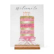 Roze en gouden taart Gepersonaliseerd "Welkom"