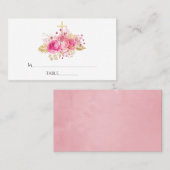 Roze en gouden tropische bloemen plaatskaartje (Voorkant / Achterkant)