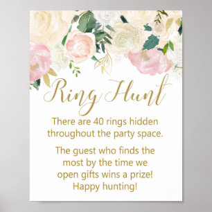 Roze en Gouden Trouwfeest Bord Poster