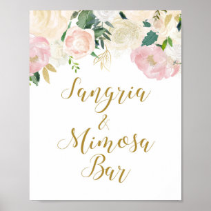 Roze en Gouden Trouwfeest Bord Poster