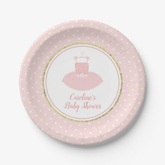 Roze en gouden Tutu Baby shower Papieren Bordje