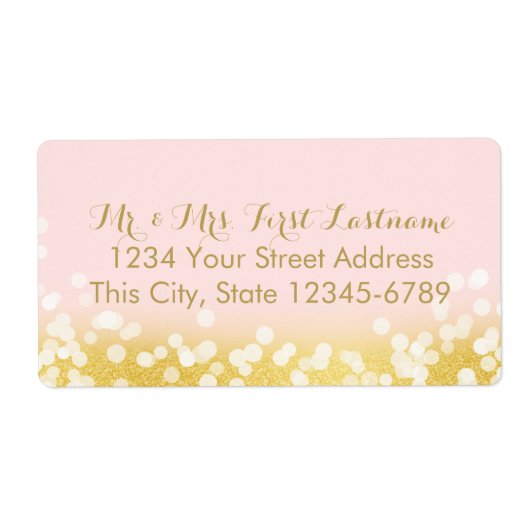 Roze en gouden Twinkle Lights Etiket (Voorkant)