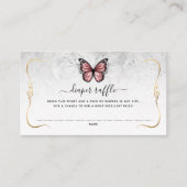 Roze en Gouden Vlinder Luier Raffel Ticket Informatiekaartje (Voorkant)