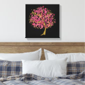 Roze en gouden vlinderboom canvas afdruk (Insitu (Slaapkamer))
