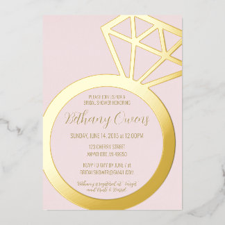Roze en gouden Vrijgezellenfeest, huwelijk Folie Uitnodiging