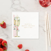 Roze en gouden Waterverf Rozen in champagneglas Servet (Insitu)