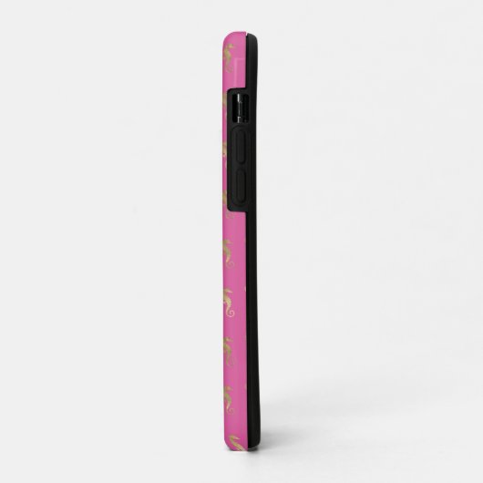 Roze en gouden zeepaardherhalingspatroon Case-Mate iPhone case (Achterkant/links)