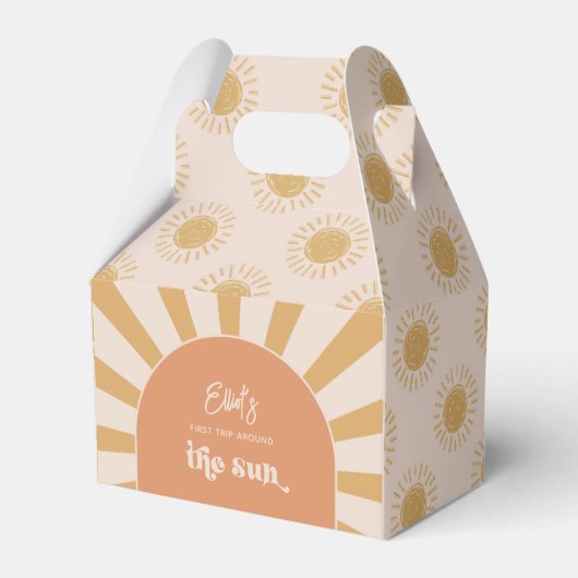 Roze en Gouden Zon Favor Box Bedankdoosjes (Voorkant Zijde)